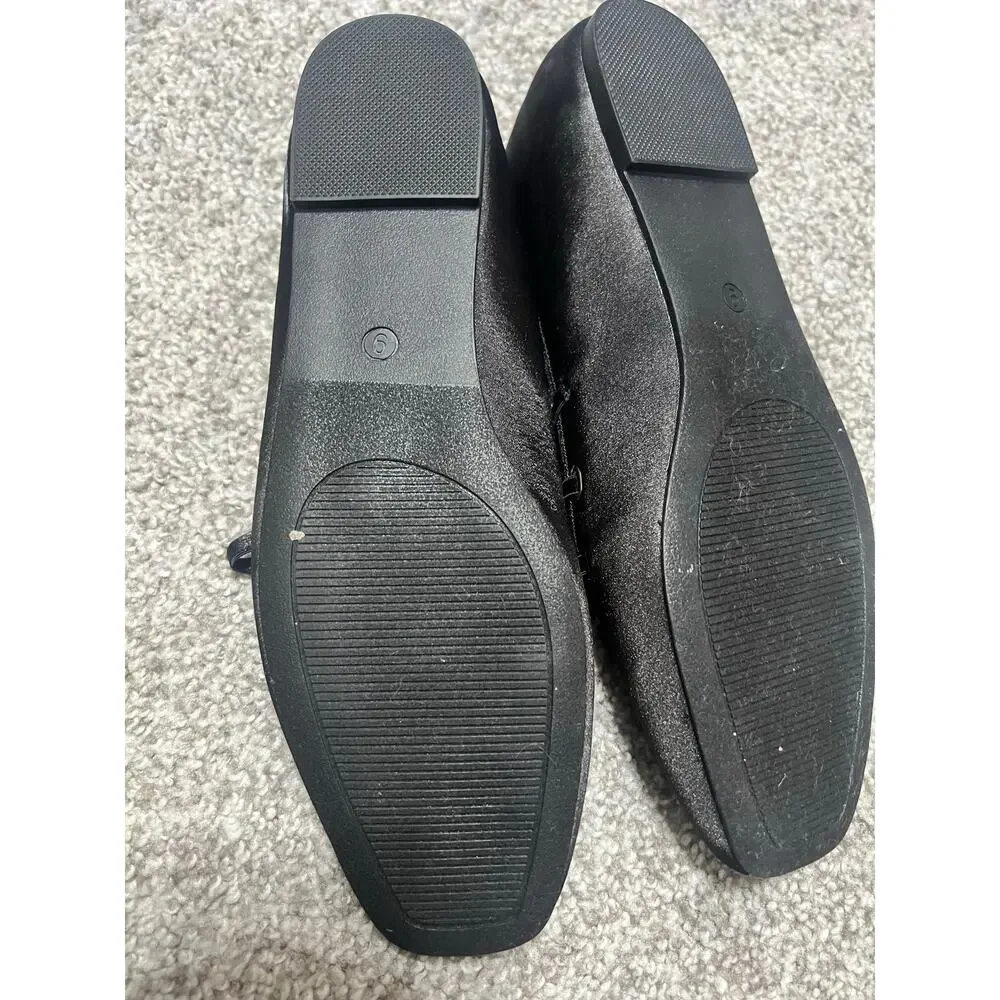 Cato Women's Black Satin Ballerina Flats Size 9 EUC